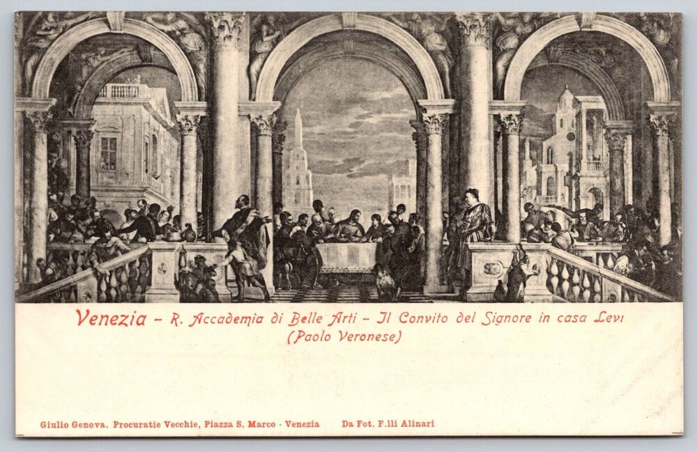 Vintage c1900 Venice Italy Postcard Paolo Veronese Feast in the House of Levi